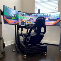 Cockpit de simulation de vol en aluminium DCS Fighter avec volant et pédalier pour simulateur de course sur PC à domicile