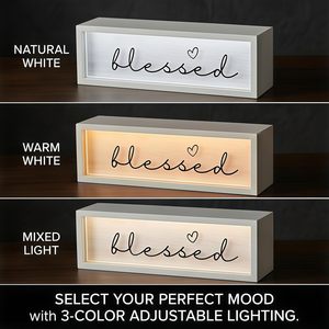 Luce Notturna LED Decorativa, Scatola Luminosa in Legno Rustico, Targa in Legno con Messaggio Positivo, Shadow Box per Regalo, Casa, Ufficio, Mensola, Tavolo - Product Image 6