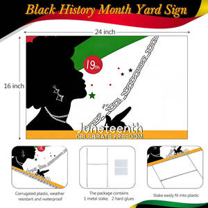 ホットセール ジューンティーンスデコレーション ヤードサイン H型支柱付き 歴史月間 自由の日 ギフト 屋外用 - Product Image 2