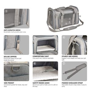 Sac de transport pour animaux de compagnie approuvé par les compagnies aériennes, 3 tailles, ouverture multi-latérale, maille respirante, sac de voyage pour chat et chien avec tapis lavable à 3 couches - Product Image 3