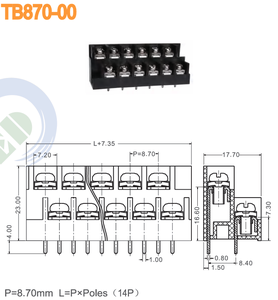 Sced เทอร์มินัลบล็อกแบบสกรูคู่ PBT ซีรีส์8.70มม. CUL CE VDE <span class=keywords><strong>PCB</strong></span> กั้นขั้ว - Product Image 6