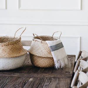 Contenedor de almacenamiento multiusos de cesta de vientre de algas marinas de color natural esencial - Product Image 4