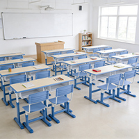 Meubles de classe modernes Shanfeng pour étudiants, ensemble durable de bureau et de chaise scolaire double : hauteur réglable pour l'apprentissage à deux personnes