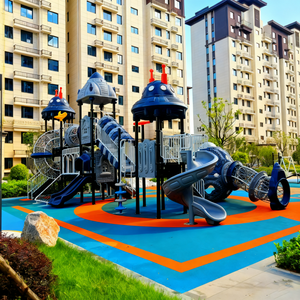 Équipement de terrain de jeu extérieur de qualité commerciale, <span class=keywords><strong>en</strong></span> plastique LLDPE, avec toboggans <span class=keywords><strong>en</strong></span> acier galvanisé, ensemble de jeux d'aventure robuste pour parc - Product Image 4