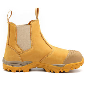 Botas de Seguridad de Cuero Vacuno de Primera Capa con Puntera de Acero, Anti-aplastamiento, Anti-pinchazos, Antideslizantes, Resistentes al Desgaste, Color Amarillo - Product Image 3