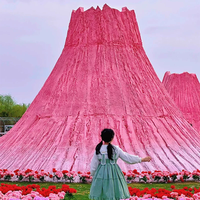 Modèle de volcan en pierre gonflable de simulation pour la décoration des pelouses des parcs, volcan gonflable à LED pour la décoration de scène