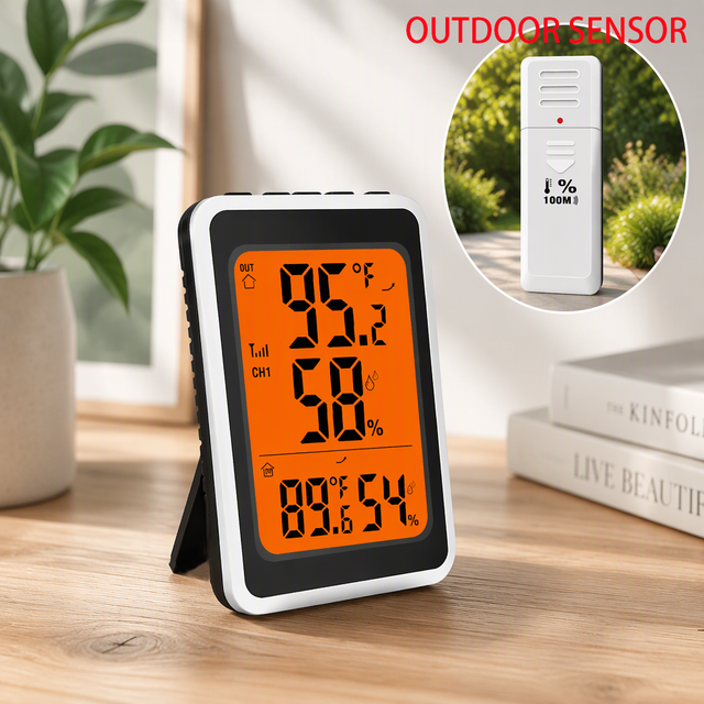 Household Digital Plastic ThermoHygrometer LCD Outdoor Indoor Temperature Humidity Measure Wireless Sensor Max/Min Record Garden