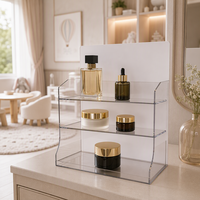 HOTEAM Support de présentation cosmétique de luxe à 3 niveaux en acrylique transparent avec panneau arrière amovible