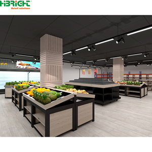 Estanterías de supermercado con acabado de madera, góndola, vitrina, mobiliario para tiendas minoristas, para comestibles y delicatessen - Product Image 1