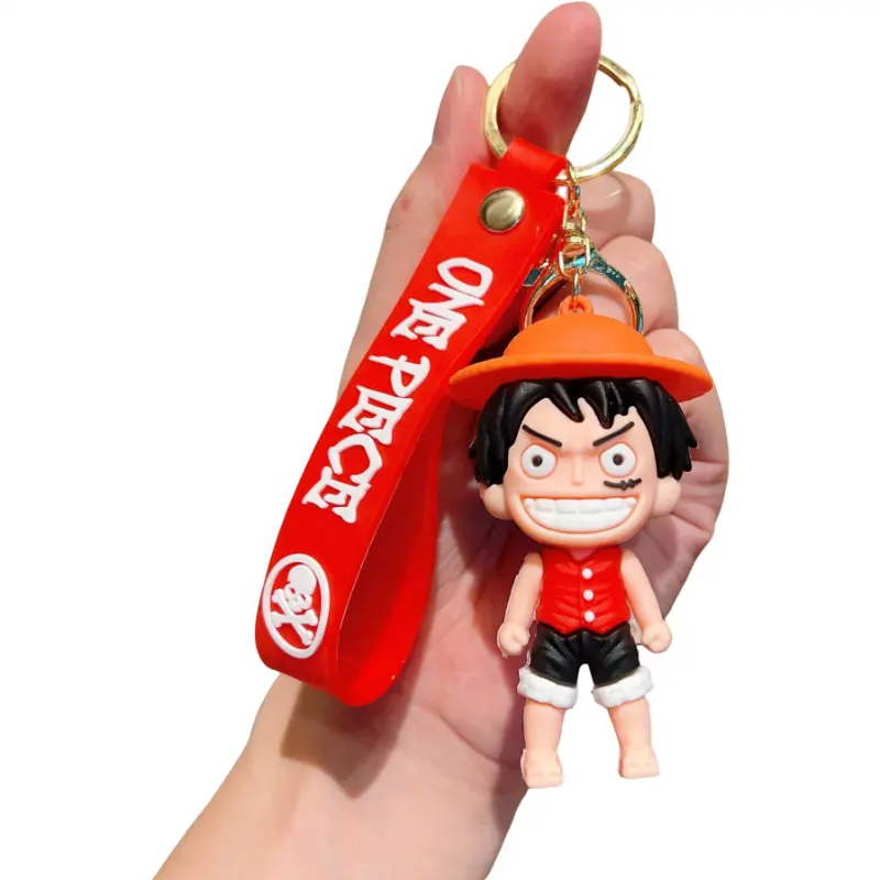 Desenhos animados Luffy 3D personagem Keychain One Piece Anime fãs Presente Zoro carro Keyring saco pingente uma peça chaveiro