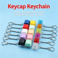 Porte-clés transparent en PC, jouet anti-stress à bouton unique, effet lumineux LED, accessoire portable pour soulager l'anxiété, carré coloré