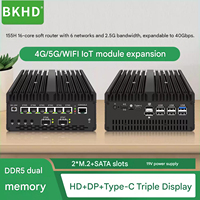 Mini PC BKHD H15 avec processeur Intel Core Ultra 7 155H ou Ultra 9 185H, 6 ports LAN 2.5G, appareil réseau Edge AI