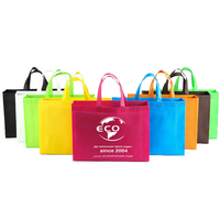 Sac de courses écologique réutilisable en non-tissé recyclé avec logo imprimé personnalisé et poignées intégrées