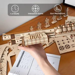 Cpc cấp giấy chứng nhận robotime rokr tự làm bằng gỗ ban nhạc cao su GUN 3D câu đố cho trẻ em và trẻ em