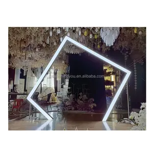 Geometric Metal Wedding Backdrops Arch Door Tunnel Lighted Background Panels Props Stage For Events Decoration