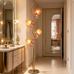 Lampe artistique à fleurs la plus vendue, en fer et verre, design lotus, LED, base E26, avec éclairage d'ambiance doux pour l'étude et la relaxation - Product Image 5
