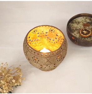 Handmade <b>Coconut</b> <b>Shell</b> Love Candle Holder Eco Friendly Decorative Tealight Gift Bulk Supplier India - Product Image 1