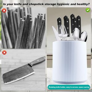 ที่วางมีดครัวแบบหมุนได้ ที่วางช้อนและตะเกียบ อุปกรณ์เสริมสำหรับมีดครัว - Product Image 4