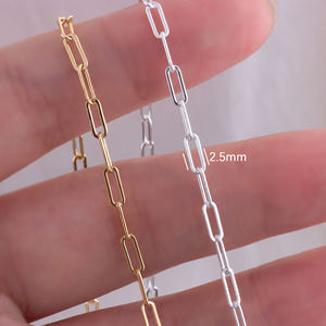 진짜 14K 골드 필드 플랫 길쭉한 직사각형 링크 체인 두꺼운 각인된 페이퍼클립 체인 미니멀리스트 DIY 목걸이 주얼리 - Product Image 2