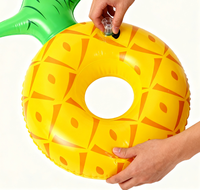 Caddie de piscine flottant robuste pour plateau gonflable en PVC avec plusieurs porte-gobelets et sous-verre à bière à eau au design d'assiette de fruits
