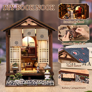 Shinetsu DIY Mini Book Nook, modèle de maison en bois 12x12.5x17cm, lanterne en mousse, puzzle de jardin, jouet pour adolescents - Product Image 4