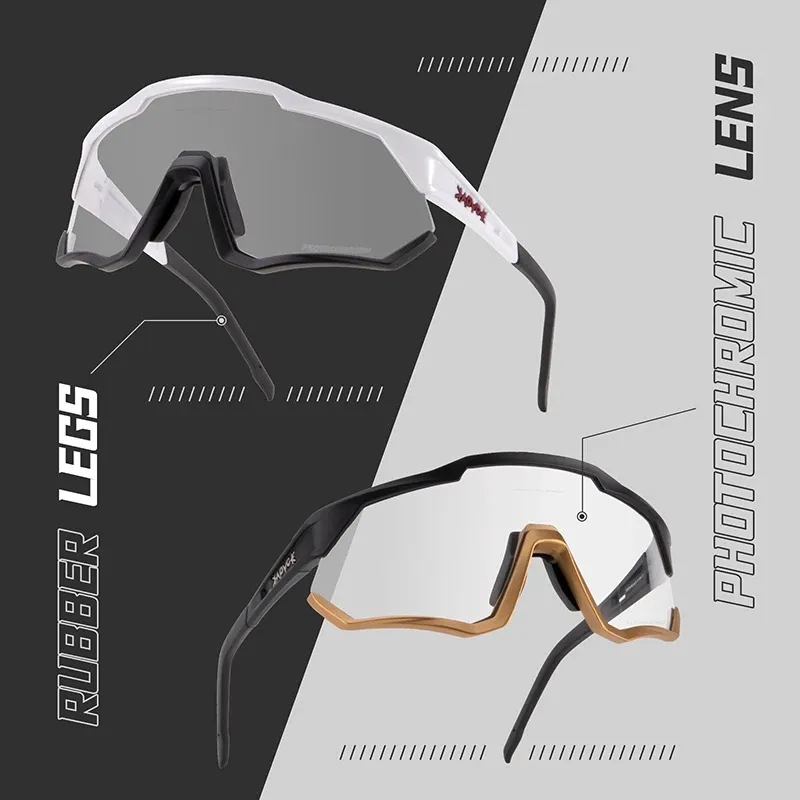 Kapvoe Mountain Bike Glasses Sports 2 Lens Set Cycling Photochromic Sunglasses Men Race Running Fishing Ladies Goggles Driving
