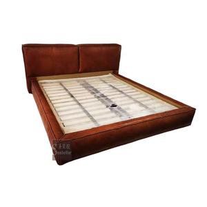 Retro <strong>UK</strong> Bedroom <strong>Loft</strong> <strong>Bed</strong> Luxury Vintage Leather <strong>Bed</strong> Headboard &amp;frames Double Master Room king Platform <strong>Bed</strong> Bedroom Furniture - Product Image 2