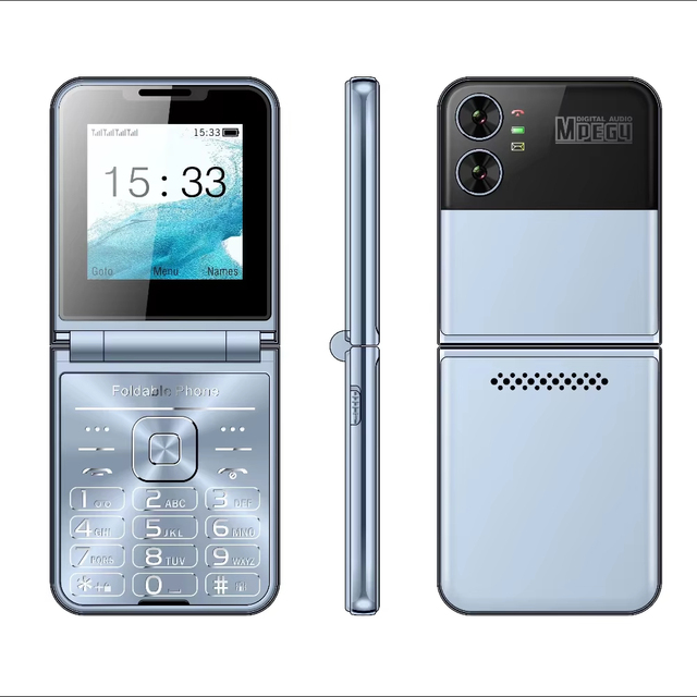 4 SIM Card Flip Mobile Phone F4, 2.6 Inch Large Button Foldable, Magic Voice Flashlight Quick Dial Blacklist Feature Phone