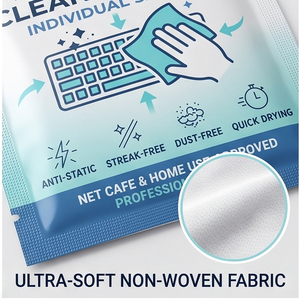Lingettes nettoyantes électroniques personnalisées en emballage individuel, sans traces, sans peluches, sans danger pour les écrans, lingettes humides pour moniteur d'<span class=keywords><strong>ordinateur</strong></span> et clavier - Product Image 5