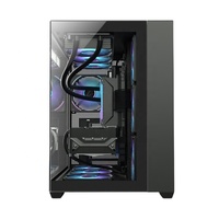 Boîtier PC Gamer Moderne pour Aquarium, Noir, SPCC, Tour Moyenne ATX, Châssis de Bureau en Alliage d'Aluminium avec Verre Trempé de 3,0 mm