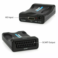 Adaptateur convertisseur SCART vers HDMI 1080p, adaptateur audio-vidéo avec alimentation pour HDTV, DVD, décodeur, plug-and-play avec câble USB