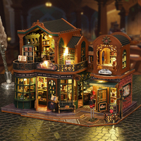 Kit de Manualidades Magic Bookstore Book Nook, Mini Casa de Muñecas de Madera para Armar a Mano, Modelo de Escena de Librería con Luz LED, Decoración de Escritorio