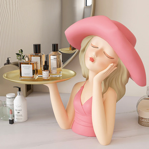 Modern Luxury Single Hand Tray Dressing Table Double Storage for Hat Girl for Home Living Room Decorative Crafts Dinnerware