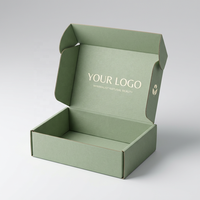 Boîte à lettres en papier vert sauge personnalisée, boîte d'expédition écologique recyclable, carton d'expédition minimaliste en carton ondulé avec impression de logo