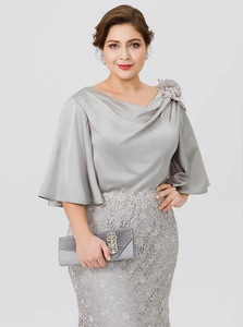 Mumuleo <span class=keywords><strong>Robe</strong></span> <span class=keywords><strong>de</strong></span> Soirée Élégante Coupe A-Line pour <span class=keywords><strong>Mère</strong></span> <span class=keywords><strong>de</strong></span> <span class=keywords><strong>la</strong></span> <span class=keywords><strong>Mariée</strong></span>, Col Rond, Manches Longues 3/4, Dentelle Appliquée, Longueur Ras du Sol - Product Image 3