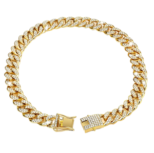 Joyería de diamantes de imitación de aleación de Zinc, hebilla de diseño cubano para caminar al aire libre, <span class=keywords><strong>Collar</strong></span> de cadena de Metal para perros grandes de 7 a 30 pulgadas - Product Image 1