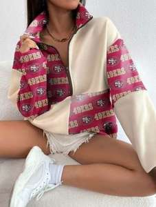 เสื้อแจ็คเก็ตแขนยาวแบบมีฮู้ดลายทีม San Francisco 49ers แบบดิจิทัล 3 มิติ สำหรับผู้ชายและผู้หญิง - Product Image 3