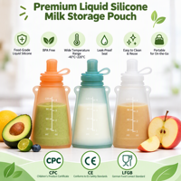 Sacs de conservation du lait maternel en silicone réutilisables, étanches, sans BPA, lavables au lave-vaisselle, compatibles congélateur, pochettes à lait pour l'allaitement