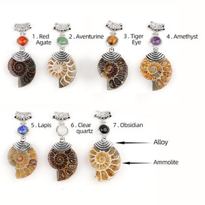Pendentif Ammonite Naturelle, Bijou Fossil Perlé en Cristal, Collier Accessoire avec Specimen Authentique et Monture en Alliage - Product Image 5