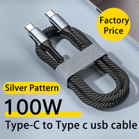 Câble USB C à C 100W 5A avec E-mark et câble de chargeur rapide à six cœurs Type C Nylon tressé PD Charge rapide pour ordinateur portable MacBook