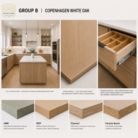 Meubles de cuisine sur mesure pour toute la maison, modernes, en chêne blanc, sans poignées, avec fermeture amortie, vitrine en verre, conformes ISPM-15, encastrés dans une caisse d'exportation, fabrication OEM