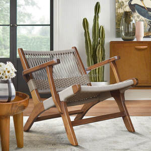 Chaise longue en bois de teck de style contemporain, avec un tressage en paracorde durable – idéale pour une relaxation élégante et confortable - Product Image 5
