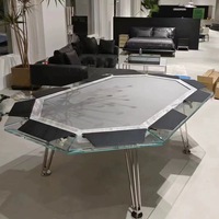 Table de poker Texas Hold'em en verre trempé avec pieds pliants en métal, pour 4/8/6 joueurs, table de jeu moderne de luxe pour divertissement intérieur