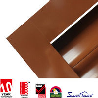 Volets de fenêtres à persiennes en alliage d'aluminium de couleur grain de bois au design moderne Nouveau flux d'air marron pour hôtel Motif d'ouverture horizontale