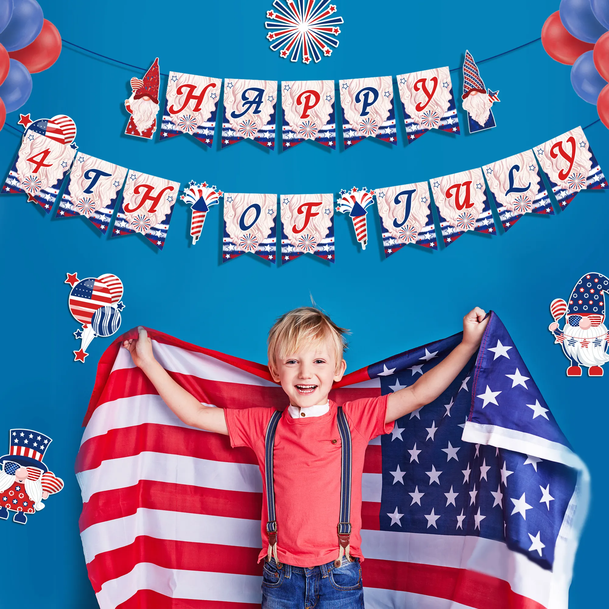 HUANCAI 미국 7 월 4 일 파티 용품 매달려 파티 깃발 천 플래그 배너 미국 독립 기념일