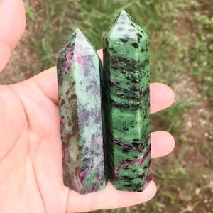 Pierres de guérison en cristal Rubis rouge poli folklorique dans Zoisite Crystal Point Tower à vendre - Product Image 5