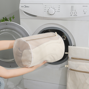 Borsa per Bucato a Nido d'Ape Riutilizzabile Beige/Bianca, Ideale per Casa e Viaggio, per Vestiti, Camicie, Pantaloni, Biancheria Intima, Reggiseni - Product Image 4