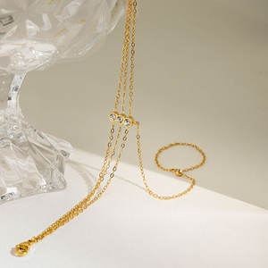 Pulsera y Brazalete de Lujo de Acero Inoxidable 316L con Baño de Oro PVD de 14k y 18k y Circonitas, Cadena de Mano y Anillo para Mujer - Product Image 3