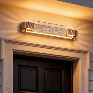 Lámpara de pared con fuente de luz LED, 220V, acero inoxidable, cristal de burbujas, candelabro para iluminación de entrada y puerta. - Product Image 1
