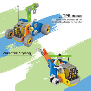 Ensemble de jouets de construction STEM pour enfants, 81 pièces, modèles de voitures et d'hélicoptères, jeu de construction imaginatif, développement de la motricité fine - Product Image 3